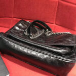 Saint Laurent Niki Medium Shiny Waxy Quilted Shoulder Bag 498894 Black